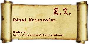 Rémai Krisztofer névjegykártya